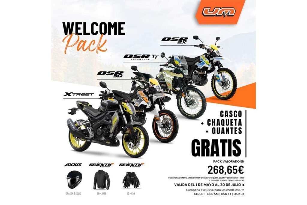 Welcome Pack: el regalazo que te llevas al comprar tu nueva moto UM